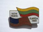 Daiktas New york - Klaipėda 1989 m - segamas ženkliukas