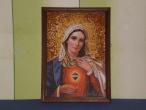 Daiktas Krikscioniu religijos paveikslas su gintarais-  sventoji marija