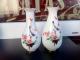 Dvi rankom tapytos kinietiškos porcelianinės vazelės su gėlėm ir paukščiuku.  Kaunas - parduoda, keičia (1)