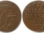 Daiktas Retas Daniskas 1 šilingas 1771 metų.
