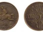 Daiktas 1925 metu,llietuviska moneta penki centai
