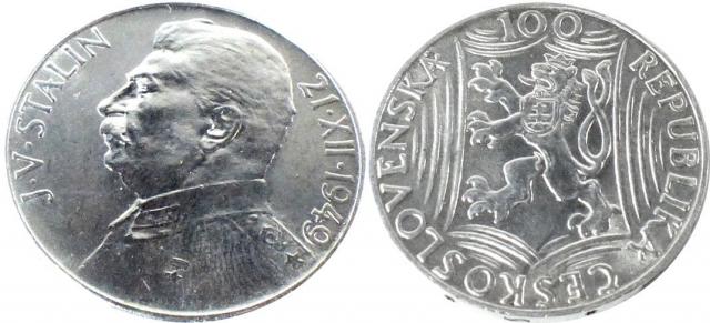 Daiktas 100 korun stalin 1949 / sidabras / originalas / unc
