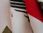 Daiktas poliesterio raudona balta audinio gabalas