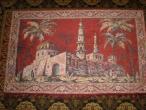 Daiktas Senovinis didelis sienos kilimas su arabisku pastatu motyvais, turkiski minaretai, palmes, pastatai