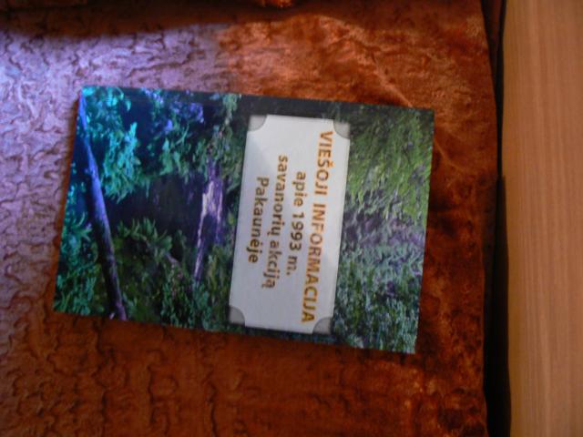 Daiktas Viešoji informacija apie 1993 m. savanorių akciją Pakaunėje