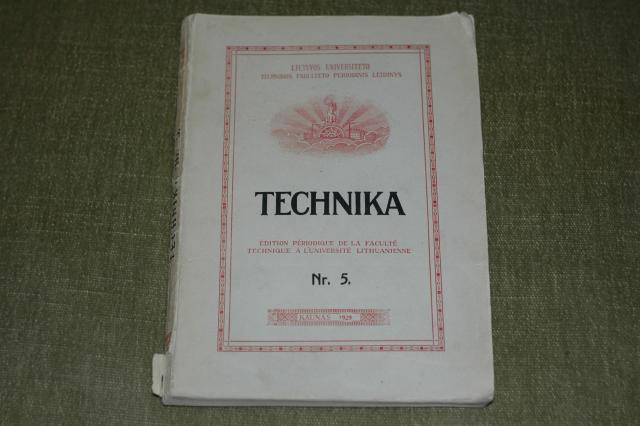 Daiktas Lietuvos universiteto leidinys "technika nr 5" 1929m.
