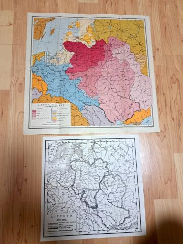 Daiktas Du žemėlapiai Lietuva 14a. ir 13-15 amž.  1€