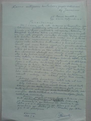 Daiktas Pareiškimas-1973 m.