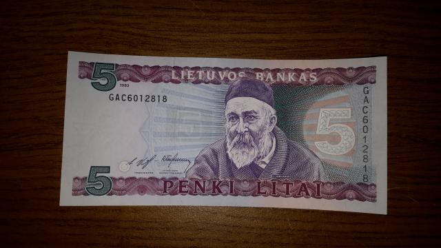 Daiktas 5 litų banknotas