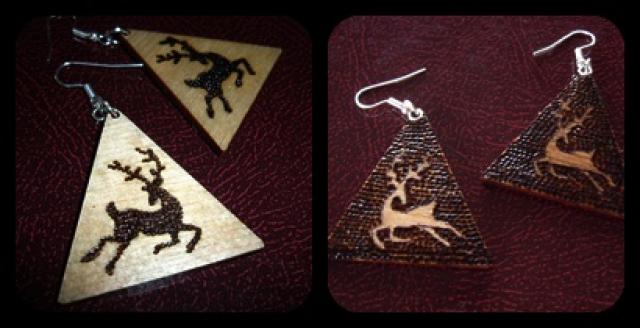 Daiktas išdeginti mediniai auskarai