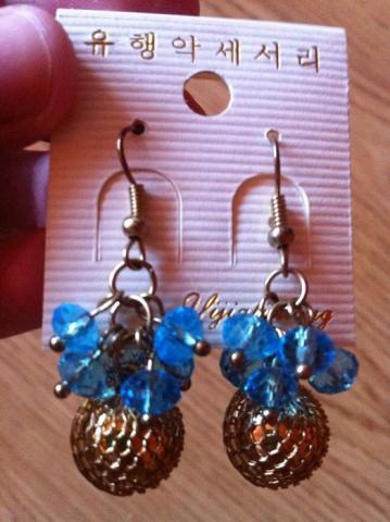 Daiktas Gražūs mėlyni auskariukai, nauji