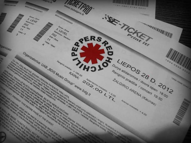 Daiktas bilietas i red hot chili peppers koncerta   (rhcp)
