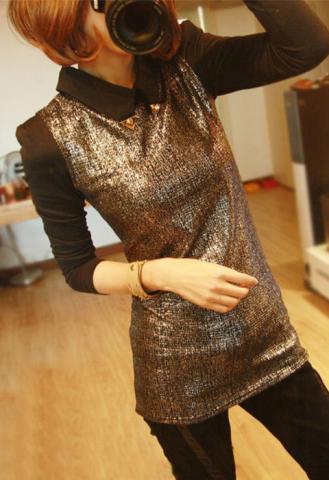 Daiktas auksinė palaidinė dekoruota apykakle