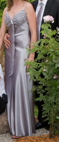 Daiktas ilga sidabrine suknele