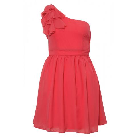 Daiktas rožinė suknelė per petį