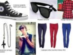 Daiktas Wayfarer, converse, grunge marskiniai, leggings, pakabukas, dzinsine liemene.
