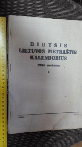 Daiktas didysis lietuvos metrastis kalendorius 1936m