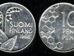 Daiktas Suomijos 10 penni 1992m