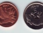 Daiktas Kiribati 2 monetos UNC krokodilas+paukstis