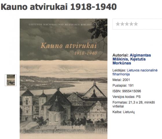 Daiktas Knyga Kauno atvirukai 1918-1940