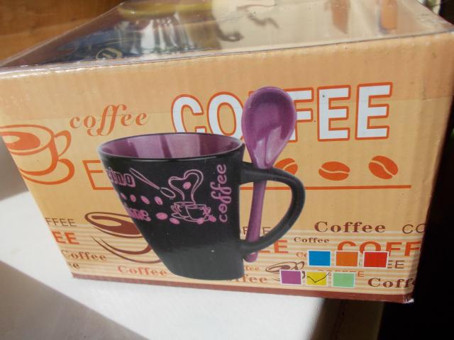 Daiktas naujas kavos puodelis su šaukšteliu